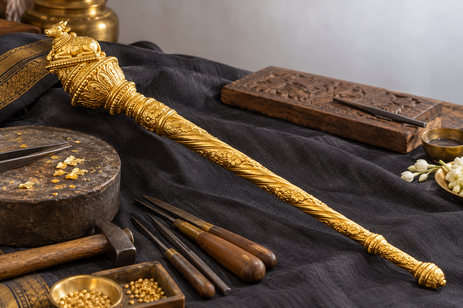 செங்கோல் கலைஞர் உம்மிடி எத்திராஜ் காலமானார் — AI விளக்கப்படம்