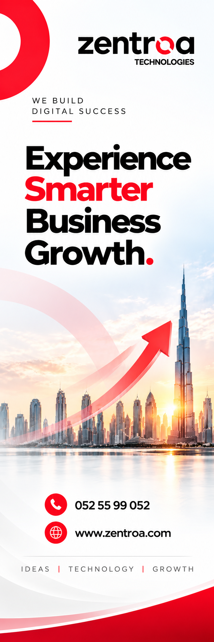 Zentroa Technologies — Experience Smarter Business Growth. We Build Digital Success. 052 55 99 052. www.zentroa.com. Ideas, Technology, Growth.