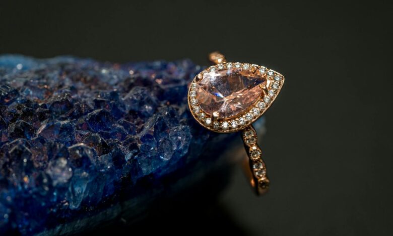 a diamond ring in close up photography